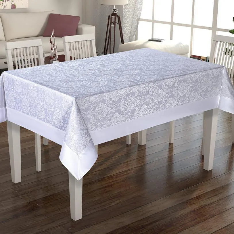 fata-masa-bumbac-jaquard-alb-320-tabe-jpg Fata de masa Jaquard Damasc Deluxe alb 160x320cm pentru decor elegant - imagine 1