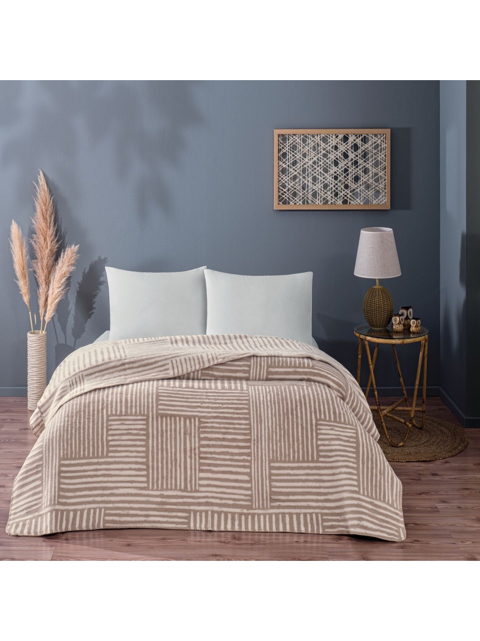 patura-pentru-pat-gable-bej-tac-200-x-220-cm Patura Gable Bej TAC 200 x 220 cm Bumbac și Acril - imagine 1