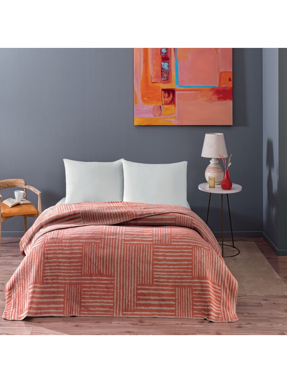 patura-pentru-pat-gable-kiremit-tac-200-x-220-cm Patura Gable Kiremit TAC 200 x 220 cm Bumbac Acril pentru Primavara-Toamna - imagine 1