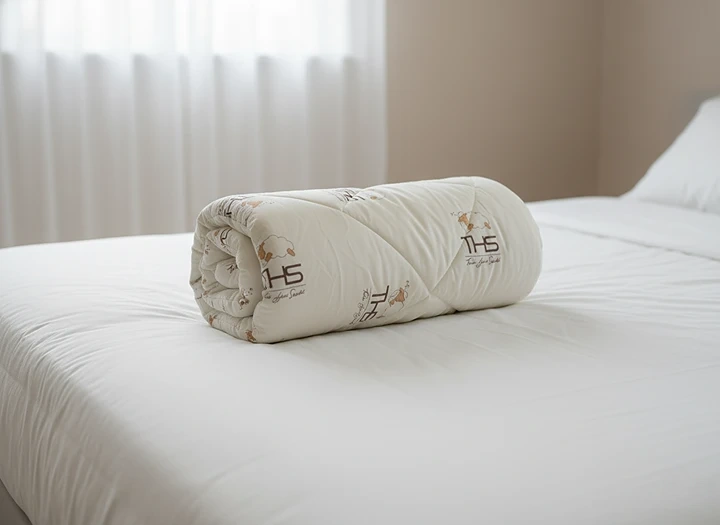 Pilota Copii Lână Merino Comfort 800 g/m², 80×120 cm – 4 Anotimpuri, Crem Imprimeu Oiță